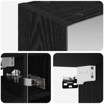 vidaXL Bathroom Mirror Cabinet Black Oak 60 x 14.5 x 50 cm