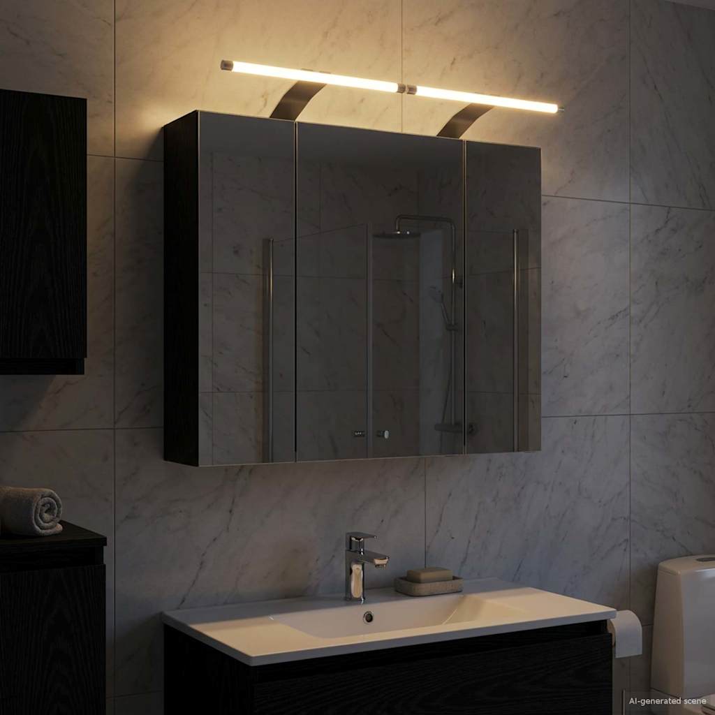 vidaXL Bathroom Mirror Cabinet Black Oak 60 x 14.5 x 50 cm