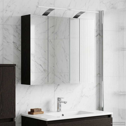 vidaXL Bathroom Mirror Cabinet Black Oak 60 x 14.5 x 50 cm