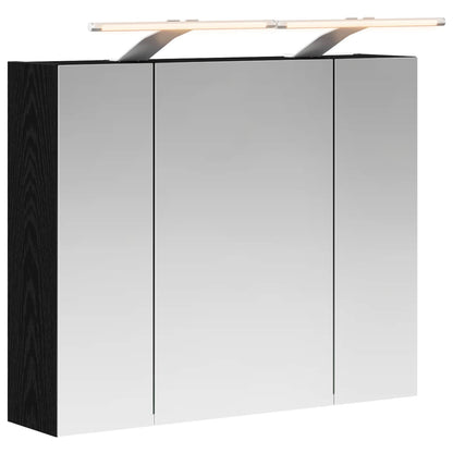 vidaXL Bathroom Mirror Cabinet Black Oak 60 x 14.5 x 50 cm