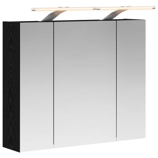 vidaXL Bathroom Mirror Cabinet Black Oak 60 x 14.5 x 50 cm