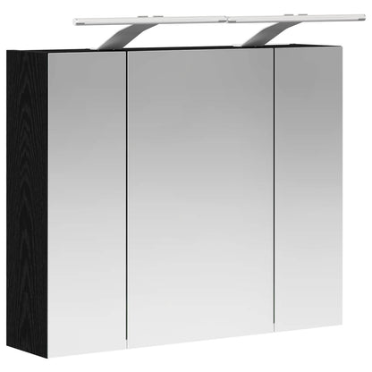 vidaXL Bathroom Mirror Cabinet Black Oak 60 x 14.5 x 50 cm