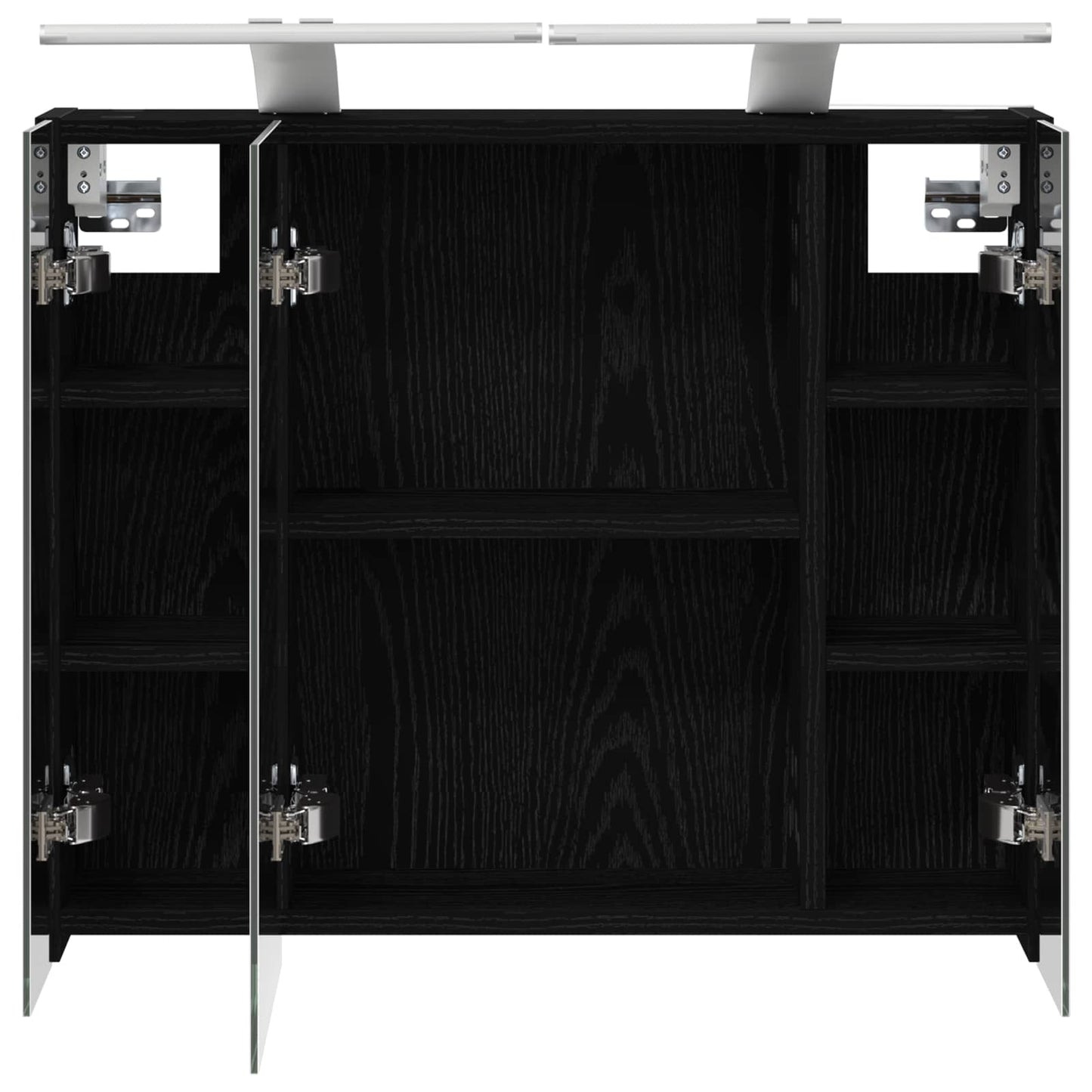 vidaXL Bathroom Mirror Cabinet Black Oak 60 x 14.5 x 50 cm