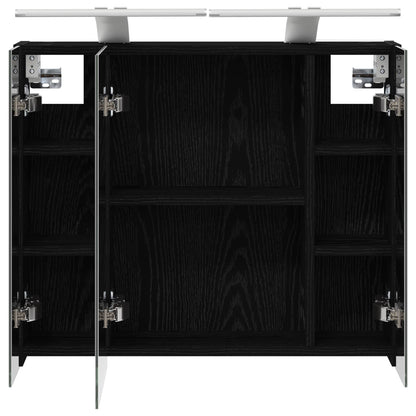 vidaXL Bathroom Mirror Cabinet Black Oak 60 x 14.5 x 50 cm