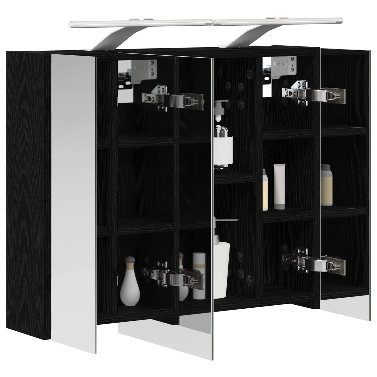 vidaXL Bathroom Mirror Cabinet Black Oak 60 x 14.5 x 50 cm