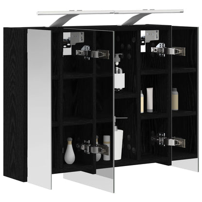 vidaXL Bathroom Mirror Cabinet Black Oak 60 x 14.5 x 50 cm