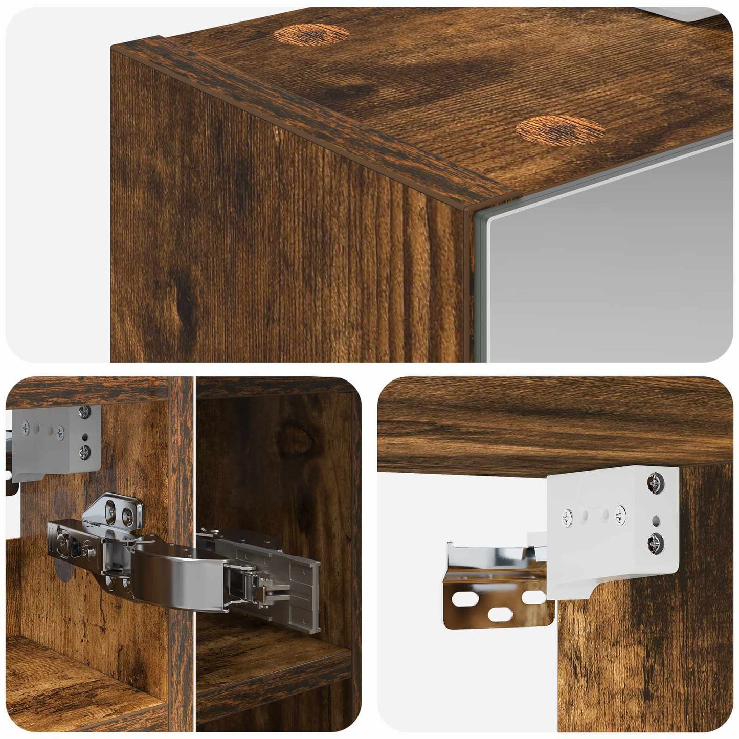 vidaXL Bathroom Mirror Cabinet Smoked Oak 60 x 14.5 x 50 cm