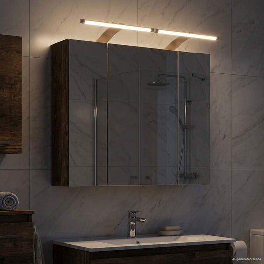 vidaXL Bathroom Mirror Cabinet Smoked Oak 60 x 14.5 x 50 cm