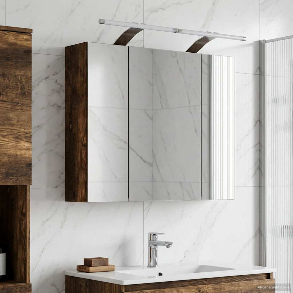 vidaXL Bathroom Mirror Cabinet Smoked Oak 60 x 14.5 x 50 cm