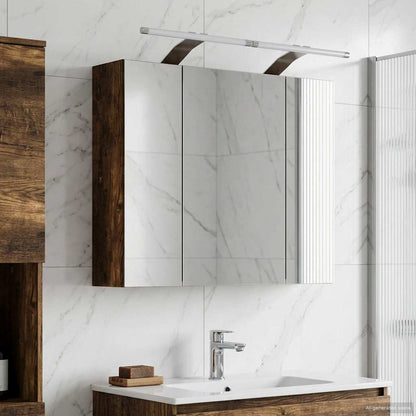 vidaXL Bathroom Mirror Cabinet Smoked Oak 60 x 14.5 x 50 cm