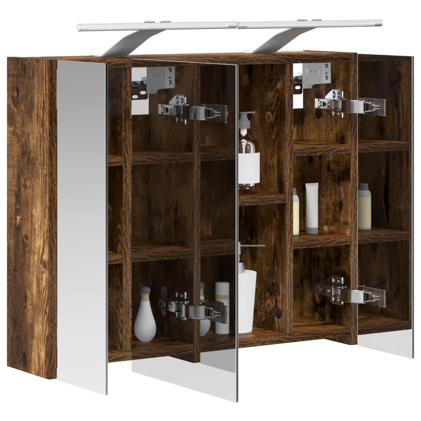 vidaXL Bathroom Mirror Cabinet Smoked Oak 60 x 14.5 x 50 cm