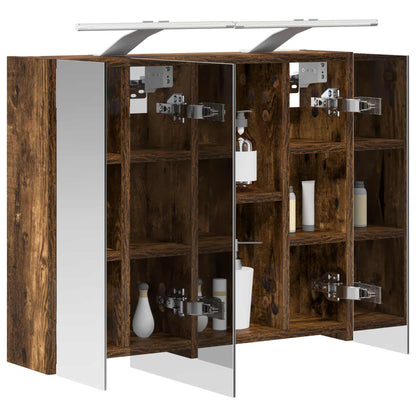 vidaXL Bathroom Mirror Cabinet Smoked Oak 60 x 14.5 x 50 cm