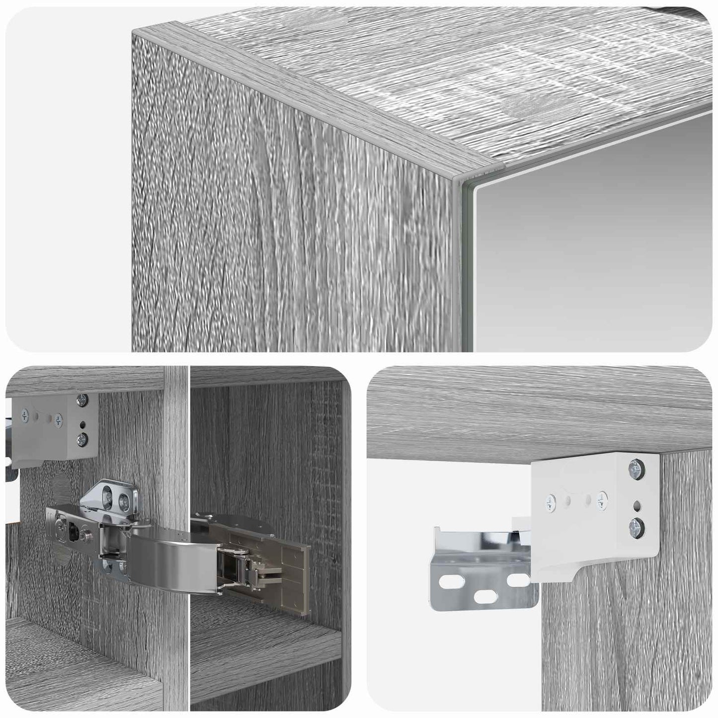 vidaXL Bathroom Mirror Cabinet Grey Sonoma 60 x 14.5 x 50 cm