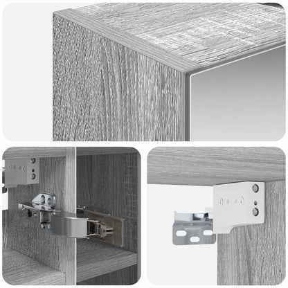 vidaXL Bathroom Mirror Cabinet Grey Sonoma 60 x 14.5 x 50 cm