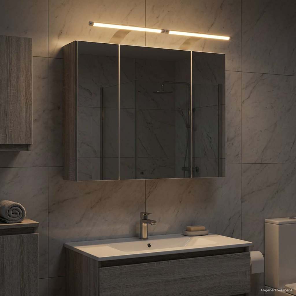 vidaXL Bathroom Mirror Cabinet Grey Sonoma 60 x 14.5 x 50 cm