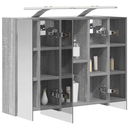 vidaXL Bathroom Mirror Cabinet Grey Sonoma 60 x 14.5 x 50 cm