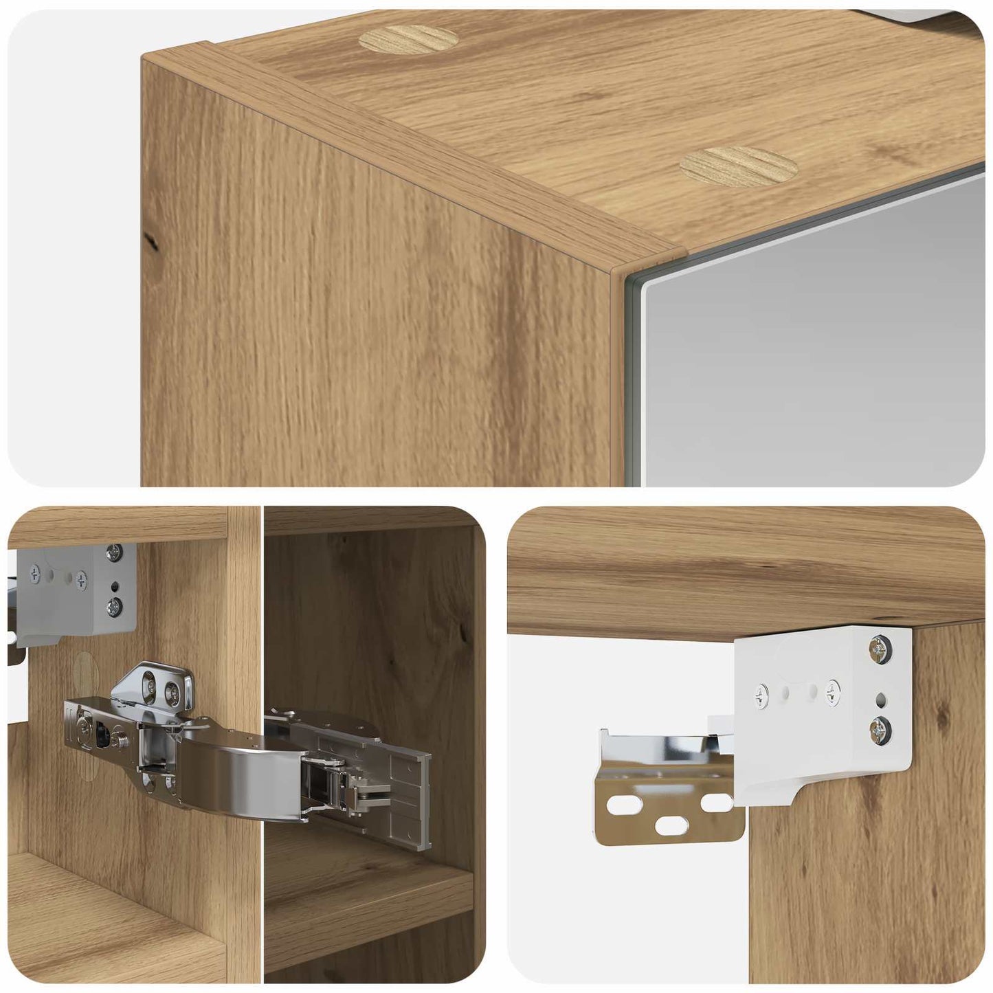 vidaXL Bathroom Mirror Cabinet Artisian Oak 60 x 14.5 x 50 cm