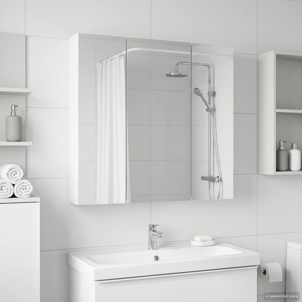 vidaXL Bathroom Mirror Cabinet White 70 x 14.5 x 70 cm Engineered wood