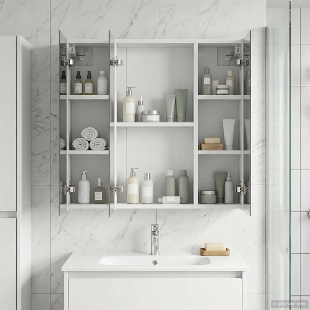 vidaXL Bathroom Mirror Cabinet White 70 x 14.5 x 70 cm Engineered wood