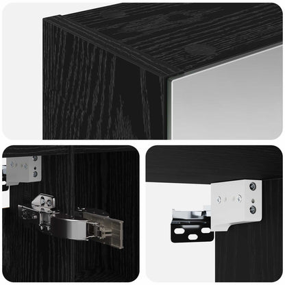 vidaXL Bathroom Mirror Cabinet Black Oak 70 x 14.5 x 70 cm