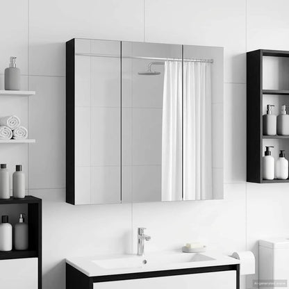 vidaXL Bathroom Mirror Cabinet Black Oak 70 x 14.5 x 70 cm