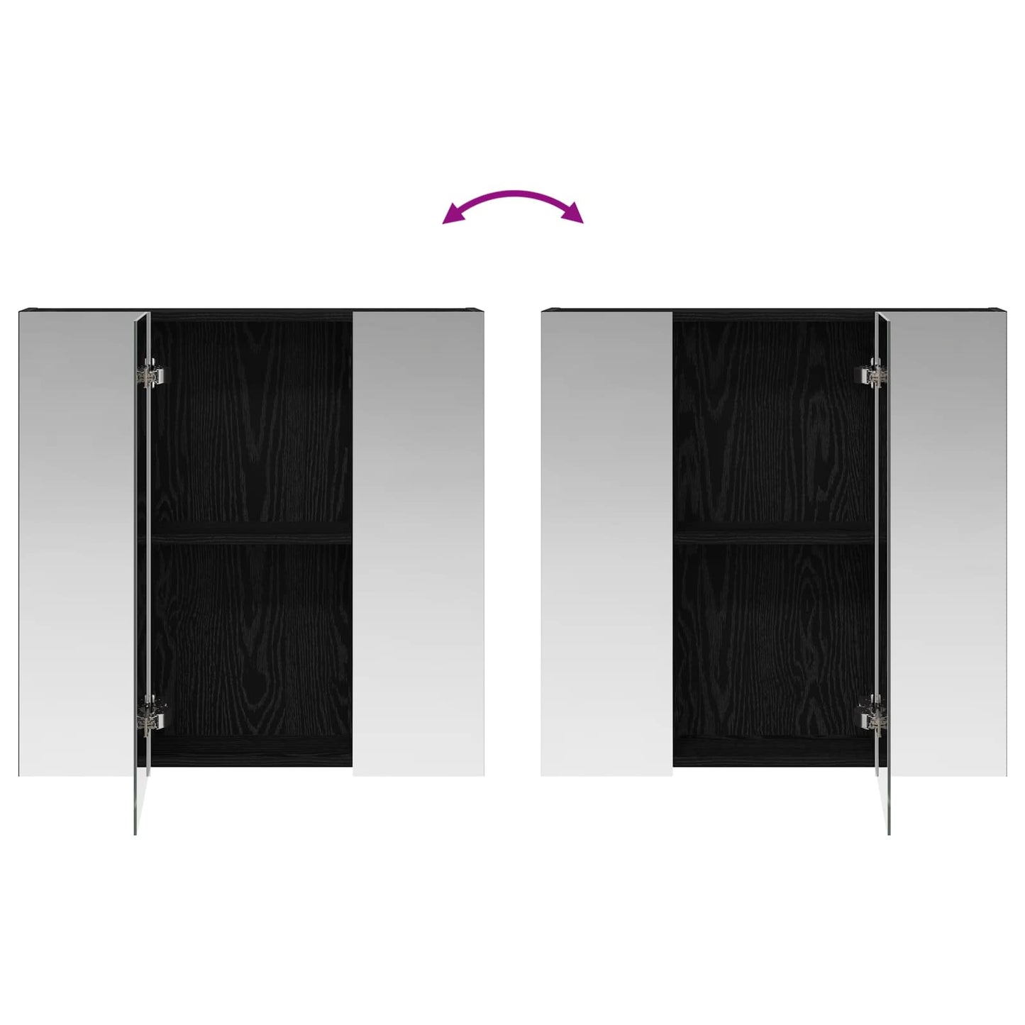 vidaXL Bathroom Mirror Cabinet Black Oak 70 x 14.5 x 70 cm