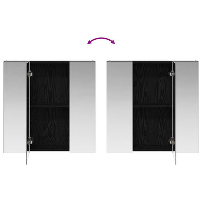vidaXL Bathroom Mirror Cabinet Black Oak 70 x 14.5 x 70 cm