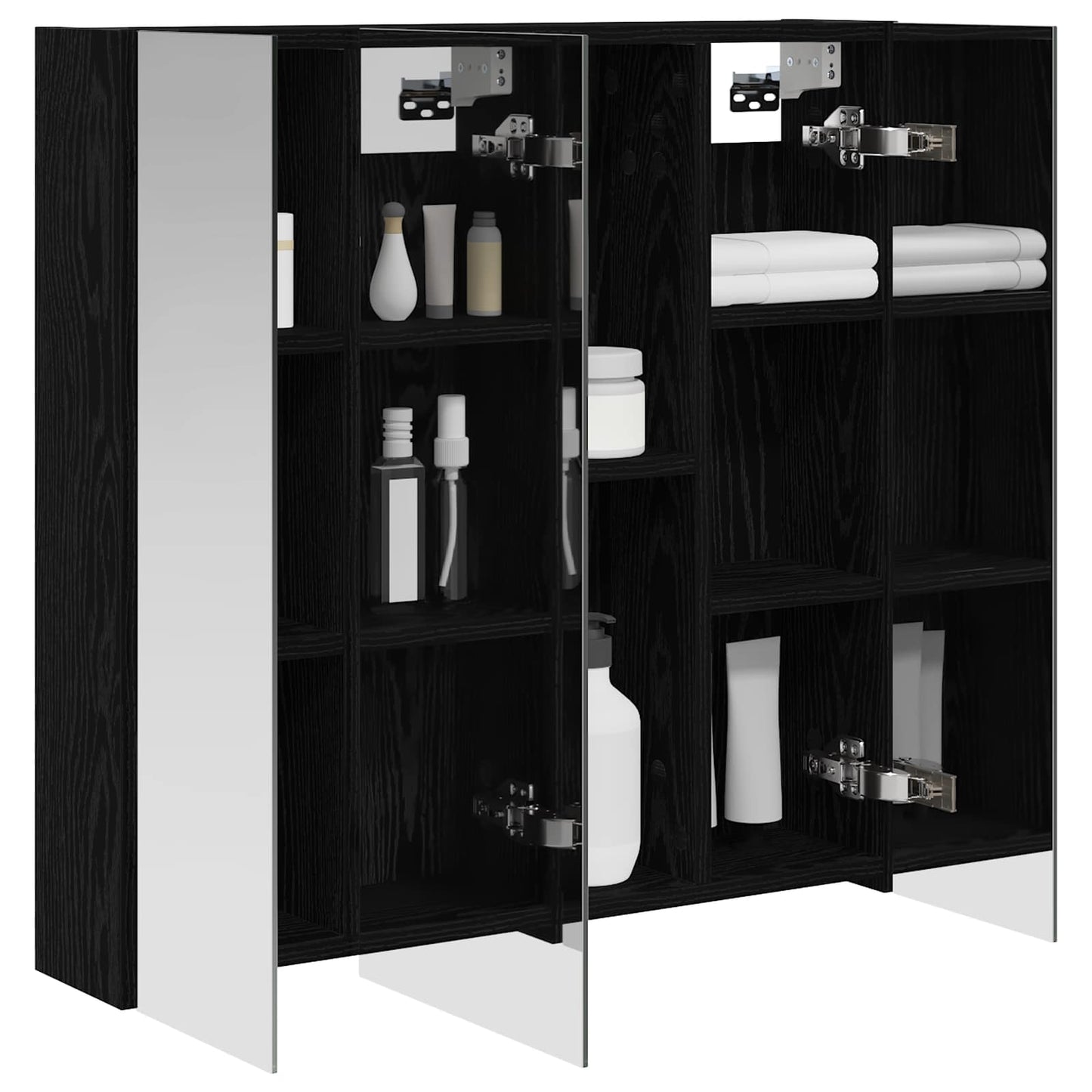 vidaXL Bathroom Mirror Cabinet Black Oak 70 x 14.5 x 70 cm