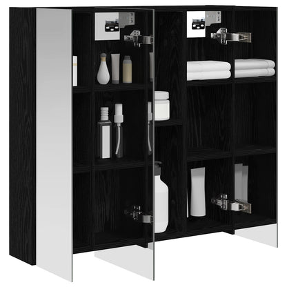 vidaXL Bathroom Mirror Cabinet Black Oak 70 x 14.5 x 70 cm