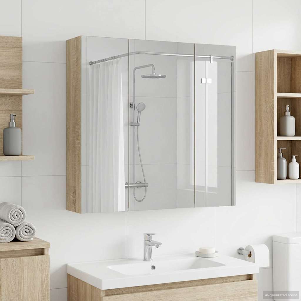vidaXL Bathroom Mirror Cabinet Sonoma Oak 70 x 14.5 x 70 cm
