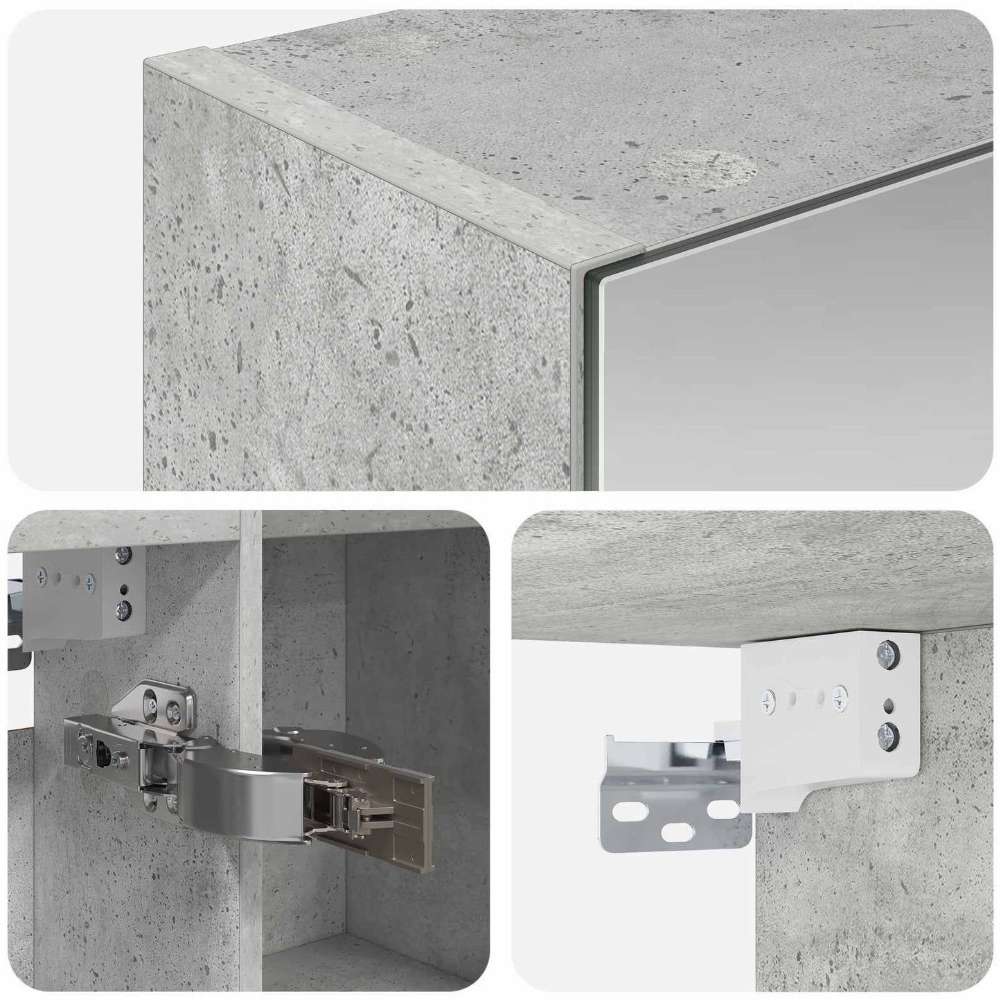 vidaXL Bathroom Mirror Cabinet Concrete Grey 70 x 14.5 x 70 cm