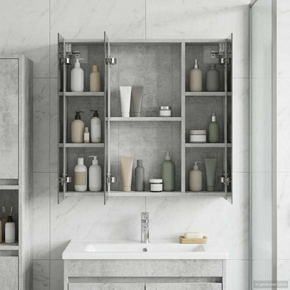 vidaXL Bathroom Mirror Cabinet Concrete Grey 70 x 14.5 x 70 cm