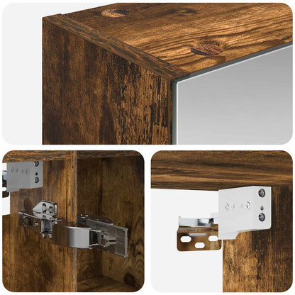 vidaXL Bathroom Mirror Cabinet Smoked Oak 70 x 14.5 x 70 cm