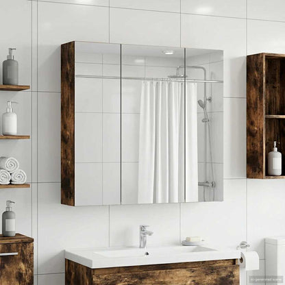 vidaXL Bathroom Mirror Cabinet Smoked Oak 70 x 14.5 x 70 cm