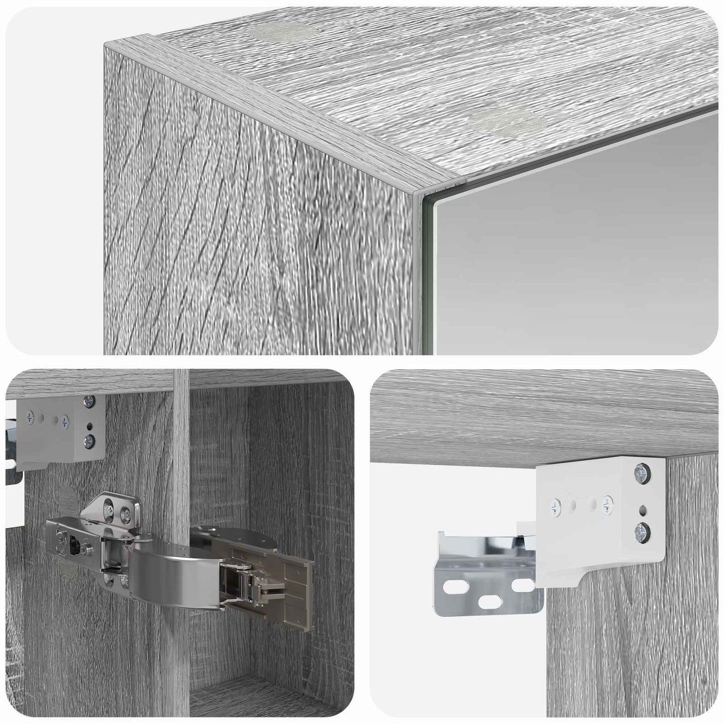 vidaXL Bathroom Mirror Cabinet Grey Sonoma 70 x 14.5 x 70 cm