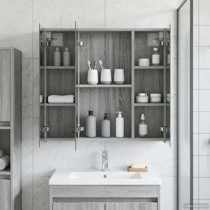 vidaXL Bathroom Mirror Cabinet Grey Sonoma 70 x 14.5 x 70 cm
