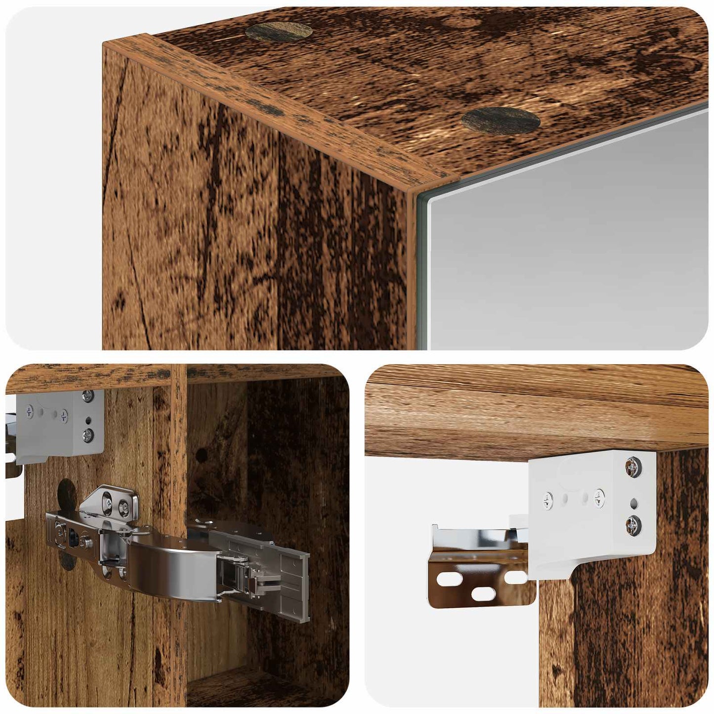 vidaXL Bathroom Mirror Cabinet Old Wood 70 x 14.5 x 70 cm