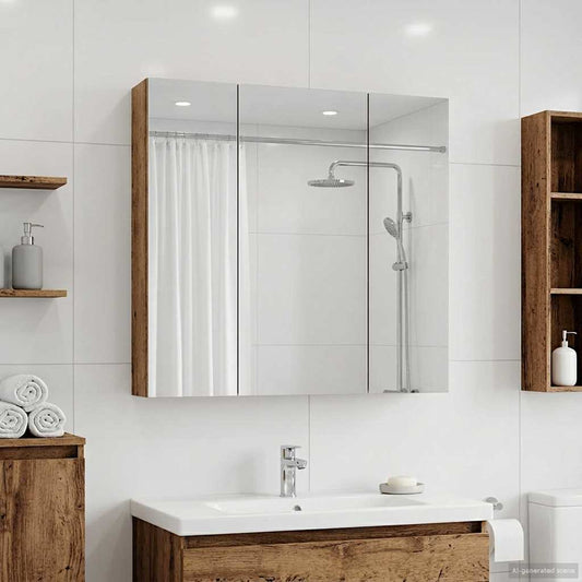 vidaXL Bathroom Mirror Cabinet Old Wood 70 x 14.5 x 70 cm