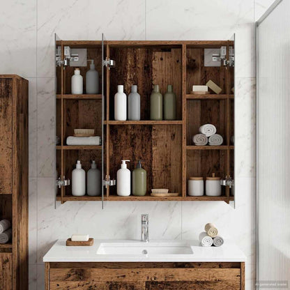 vidaXL Bathroom Mirror Cabinet Old Wood 70 x 14.5 x 70 cm