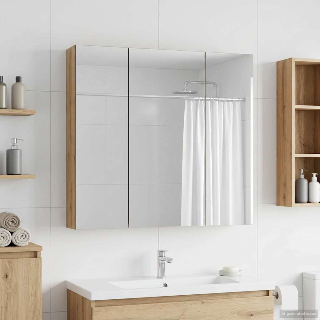 vidaXL Bathroom Mirror Cabinet Artisian Oak 70 x 14.5 x 70 cm
