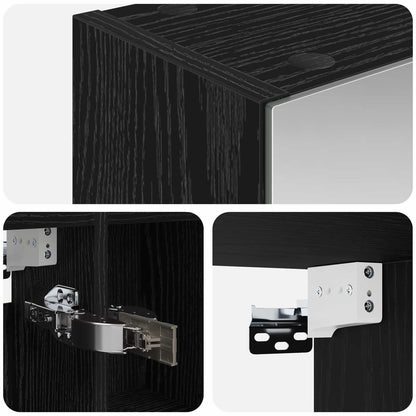 vidaXL Bathroom Mirror Cabinet Black Oak 70 x 14.5 x 70 cm