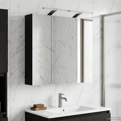 vidaXL Bathroom Mirror Cabinet Black Oak 70 x 14.5 x 70 cm