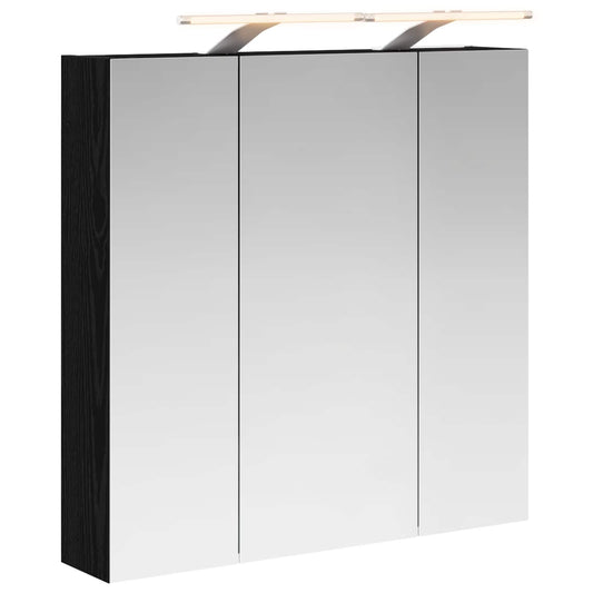 vidaXL Bathroom Mirror Cabinet Black Oak 70 x 14.5 x 70 cm
