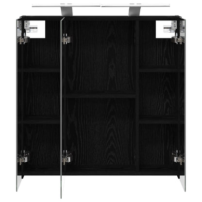 vidaXL Bathroom Mirror Cabinet Black Oak 70 x 14.5 x 70 cm
