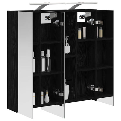 vidaXL Bathroom Mirror Cabinet Black Oak 70 x 14.5 x 70 cm