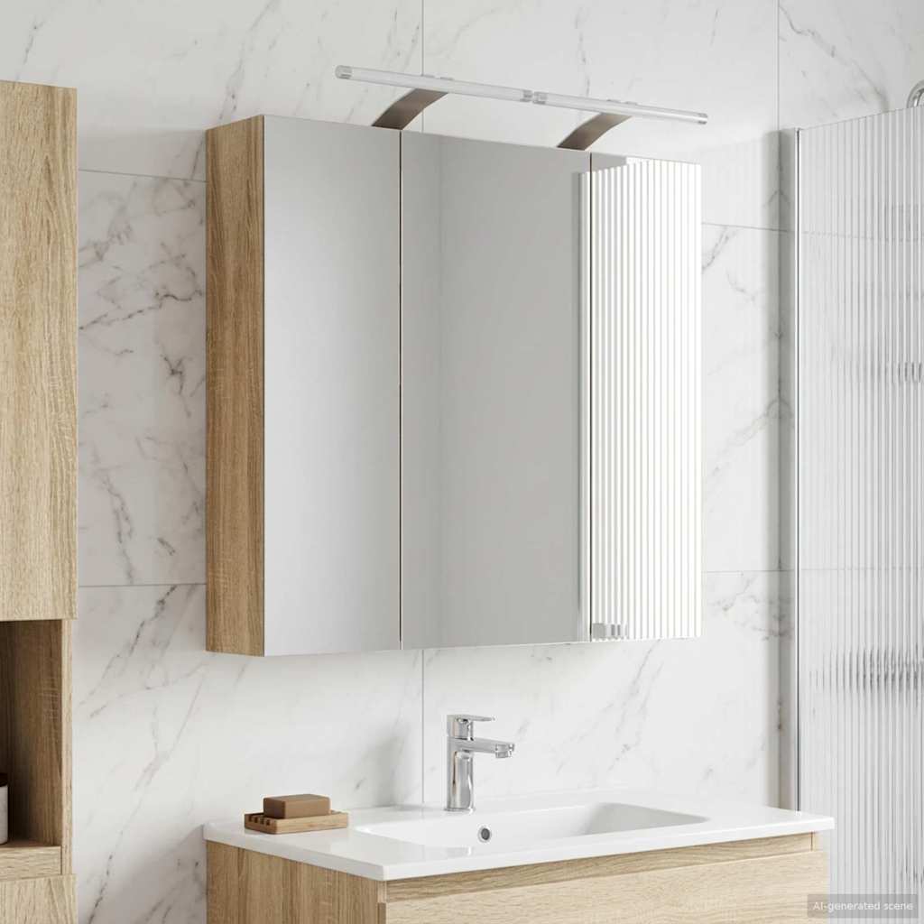 vidaXL Bathroom Mirror Cabinet Sonoma Oak 70 x 14.5 x 70 cm