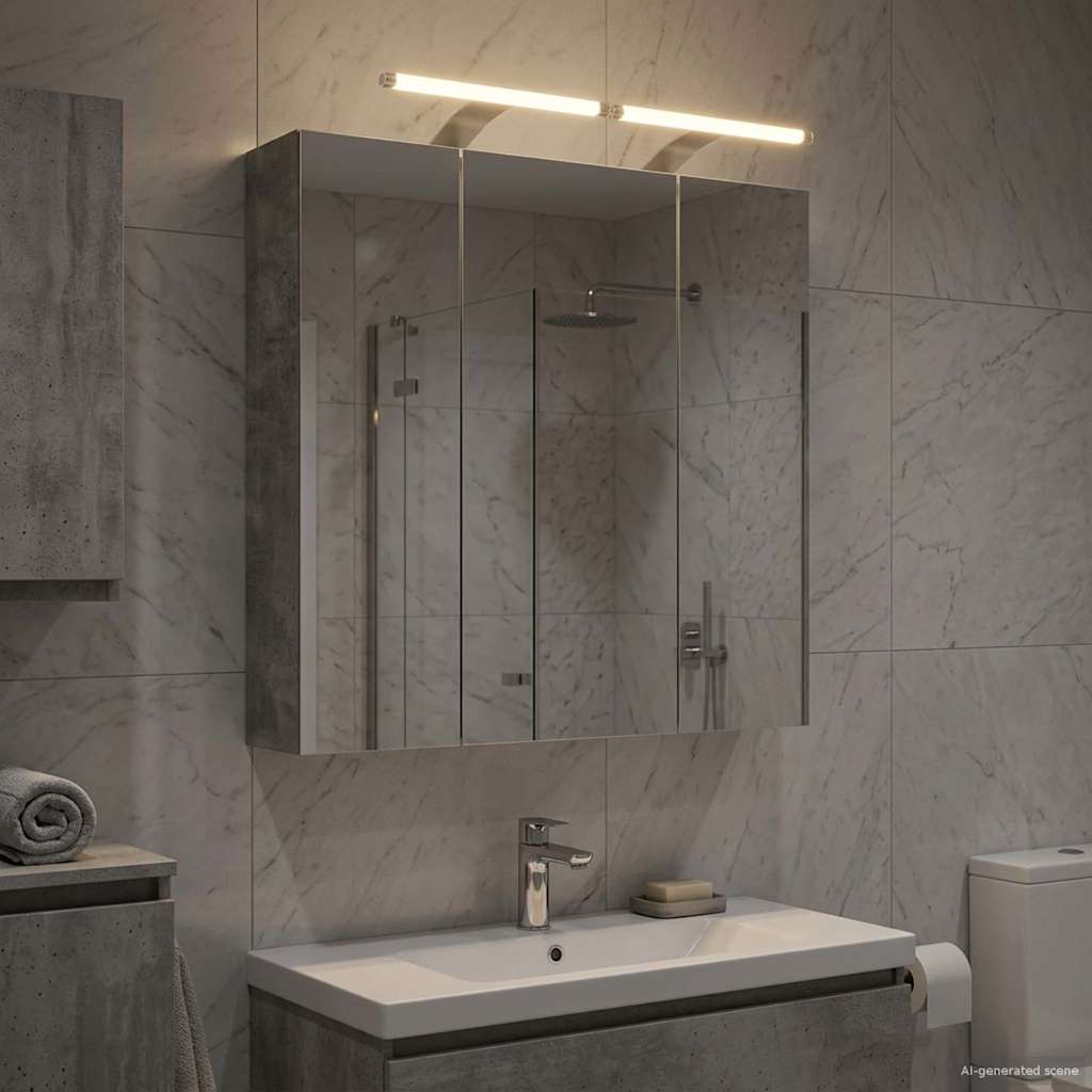 vidaXL Bathroom Mirror Cabinet Concrete Grey 70 x 14.5 x 70 cm