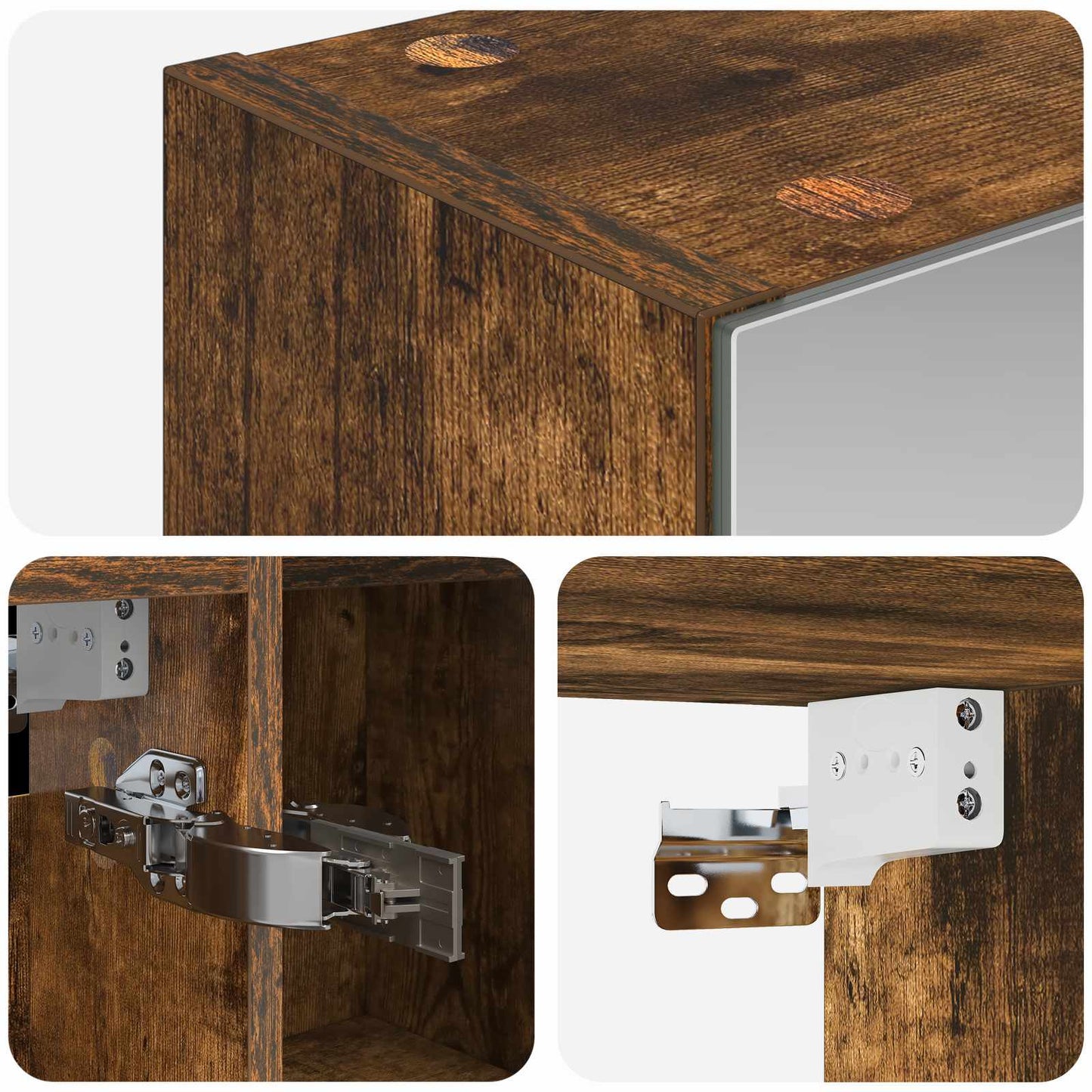 vidaXL Bathroom Mirror Cabinet Smoked Oak 70 x 14.5 x 70 cm