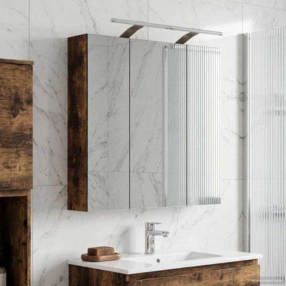 vidaXL Bathroom Mirror Cabinet Smoked Oak 70 x 14.5 x 70 cm