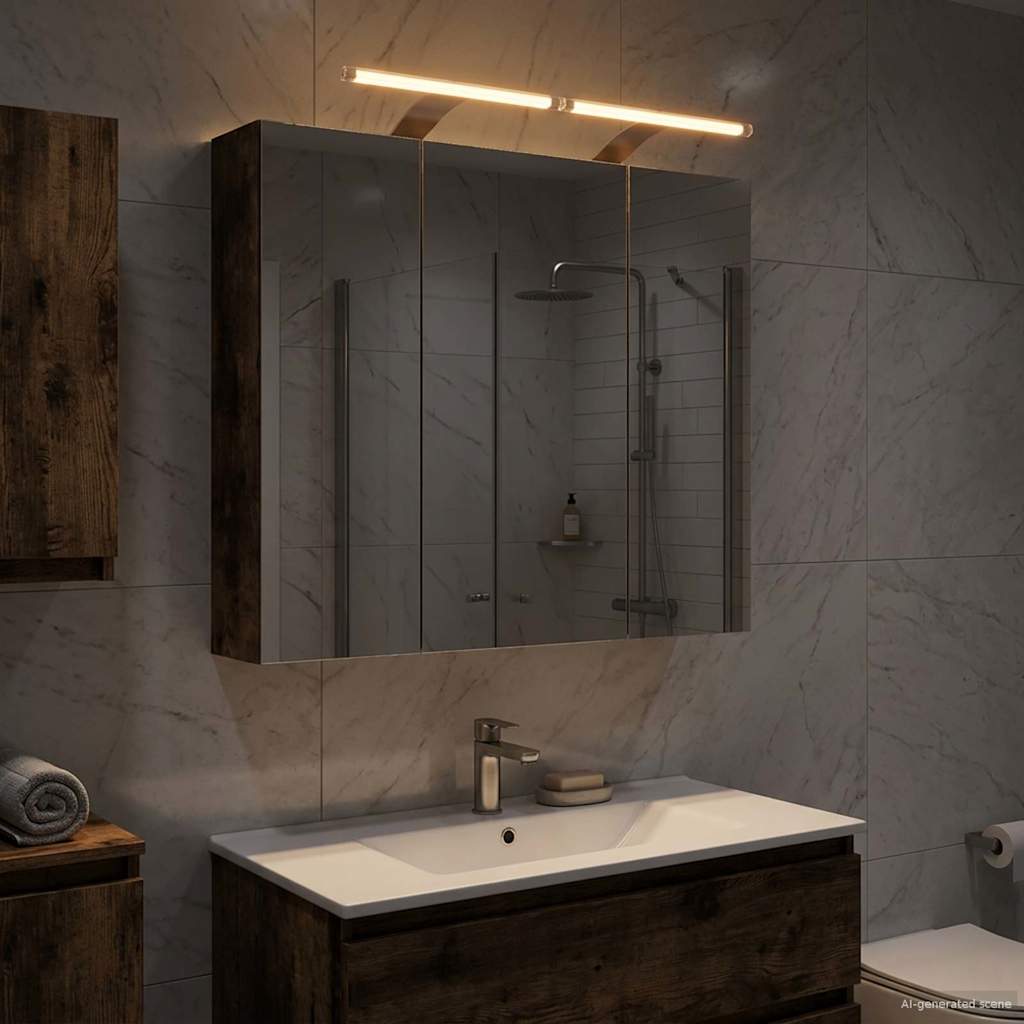 vidaXL Bathroom Mirror Cabinet Smoked Oak 70 x 14.5 x 70 cm